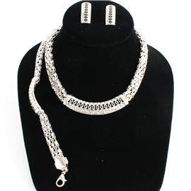 Metal Rhinestone 3pcs Necklace Set