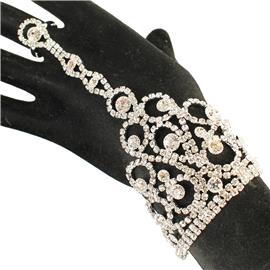 Rhinestones Round Bracelet With Ring