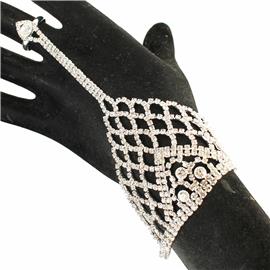 Rhinestones Leaf Bracelet With Ring