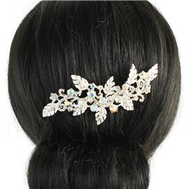 Metal Leaves Crystal Hair Comb