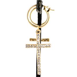 Rhinestone Cross Hoop Earring