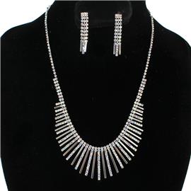 Rhinestone Fringed Necklace Set