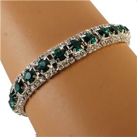 Rhinestone Round 1 Ln Bracelet