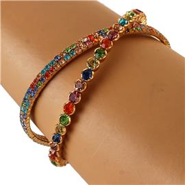 "Rhinestones "X" Bangle Bracelet"