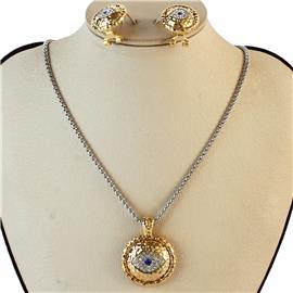 CZ Hamsa Necklace Set