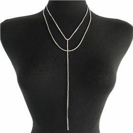 2 Ln Rhinestone Long Drop Necklace