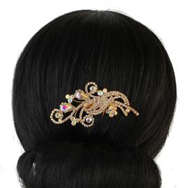 Rhinestone Flower Swirl Hair Comb