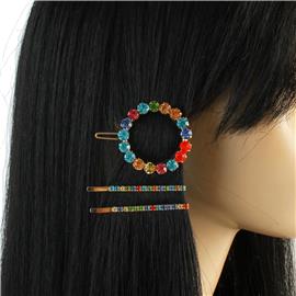 Crystal Round 3Pcs Hair Pin