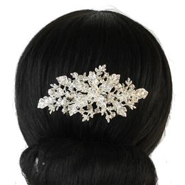 Rhinestone Metal Flower Hair Comb