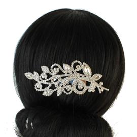 Rhinestone Leaves Hair Comb