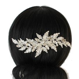 Rhinestone Flower Leaves Hair Comb