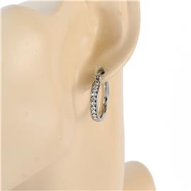 Stainless Steel CZ Hoop Earring