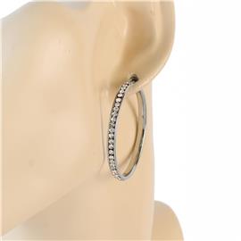 Stainless Steel CZ Hoop Earring