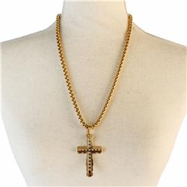 Stainless Steel Cross Long Necklace