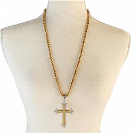 Stainless Steel Cross Long Necklace