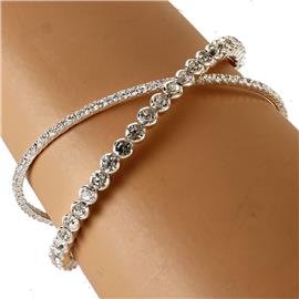 Rhinestone Cross Over Cuff Bangle