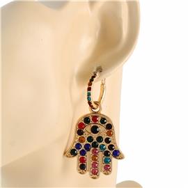 Crystal Huggie Hamsa Earring