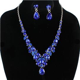 Crystal Teardrop Necklace Set