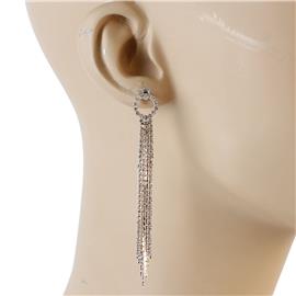 Rhinestones Fringed Round Earring