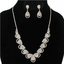 Rhinestones Tear Casting Necklace Set .21