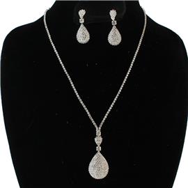 Rhinestones Tear Necklace Set