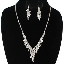 Rhinestones Tear Swirl Necklace Set