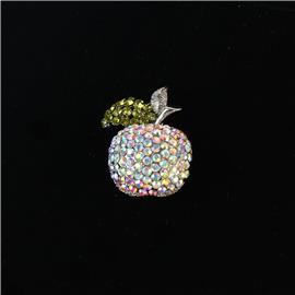 Rhinestones Apple Brooch