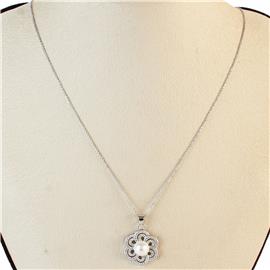 CZ Flower With Pearl Necklace