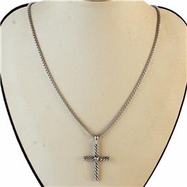 CZ Rhodium Cross Necklace