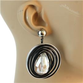 Fashion Wire Oval Glass Crystal Earring