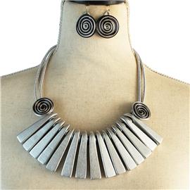 Fashion Cord Bar Fringed Necklace Set