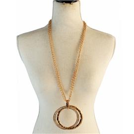 Metal Chunky Circle Long Chain Necklace