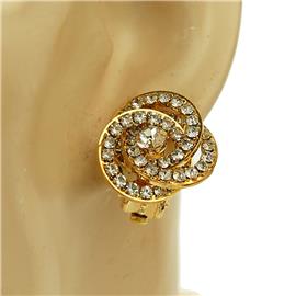 Rhinestones Flower CliP-On Earring