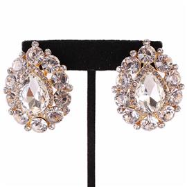 Crystal Tear Shape Clip-On Earring