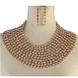 Rhinestone Chunky Fashion Necklace Set