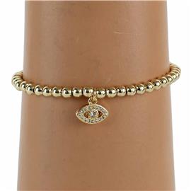 Stainless Steel Charm Evil-Eye Stretch Bracelet