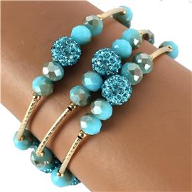 Crystal Beads Multilayereds Stretch Bracelet