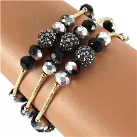 Crystal Beads Multilayereds Stretch Bracelet