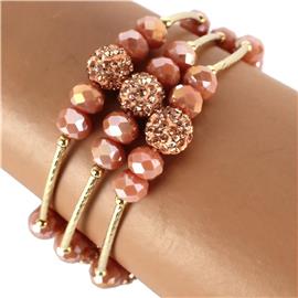 Crystal Beads Multilayereds Stretch Bracelet