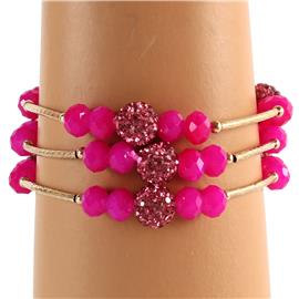 Crystal Beads Multilayereds Stretch Bracelet