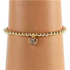 Stainless Steel Heart Stretch Bracelet