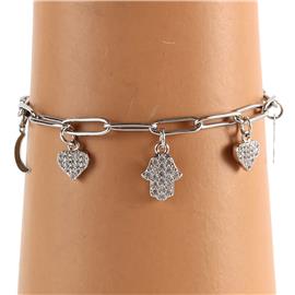 Stainless Steel Charms Hamsa Bracelet