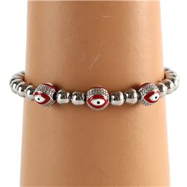 Stainless Steel Evil Eye Stretch Bracelet