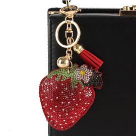 Rhinestones Straberry Key Chain