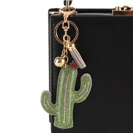 Rhinestones Cactus Key Chain