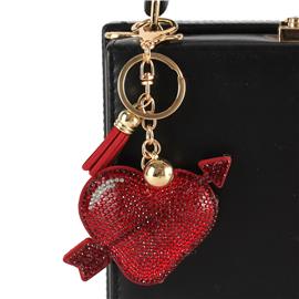 Rhinestones Heart Key Chain