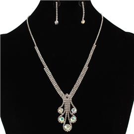 Rhinestones Drop Necklace Set