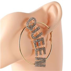 Rhinestones Queen Hoop Earring