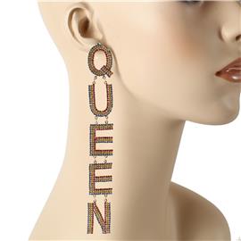 Rhinestones Queen Long Earring