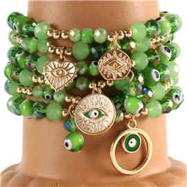 Multilayereds Beads Evil Eye Stretch Bracelet